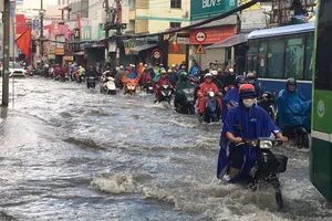 Sau cơn mưa 30 phút, nhiều tuyến đường ở TP Thủ Đức lại ngập