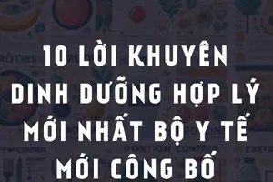 10 lời khuyên dinh dưỡng hợp lý mới nhất Bộ Y tế vừa công bố