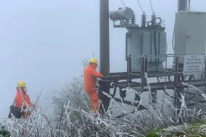 Thợ điện căng mình chống chọi với băng tuyết ở phía Bắc