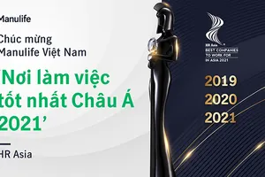 Manulife Việt Nam nhận giải thưởng “Nơi làm việc tốt nhất châu Á 2021”