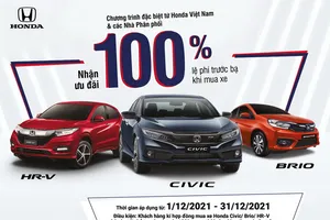 Honda ưu đãi 100% lệ phí trước bạ khi mua Civic, HR-V, Brio trong tháng 12