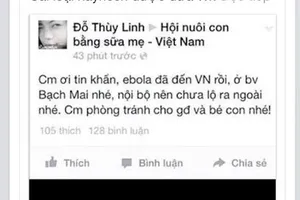 Cục An ninh điều tra đối tượng tung tin dịch Ebola xuất hiện tại Hà Nội