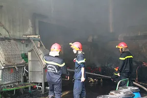 Lửa lớn thiêu rụi một nhà kho công ty Đài Loan