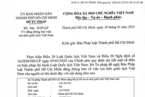 Thông báo Sở Tư pháp thôi quốc tịch Việt Nam của Lim Su Chi
