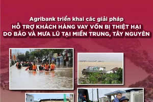 Agribank giảm tới 2%/năm lãi vay hỗ trợ khách hàng bị ảnh hưởng bởi bão số 12, 13 và mưa lũ