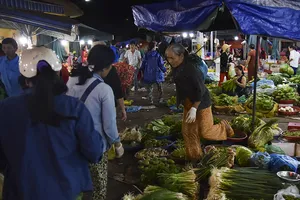 Người dân chen chân trong chợ đầu mối lúc nửa đêm