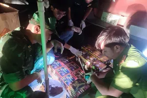 Phát hiện 2 người vận chuyển trái phép 42 kg pháo hoa