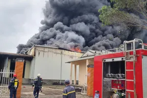 Cháy lớn tại công ty thủy sản, cột khói đen bao trùm
