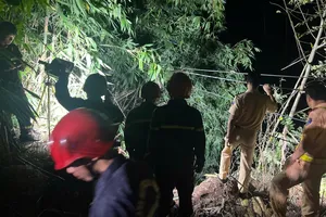 Cảnh sát đu dây cứu tài xế xe đầu kéo rơi xuống vực sâu 70m 