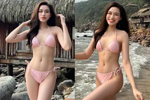 Hoa hậu Đỗ Thị Hà diện bikini khoe body nóng bỏng bên bờ biển 