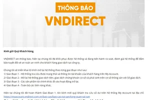 Chứng khoán VNDirect đã bước đầu khôi phục hệ thống 