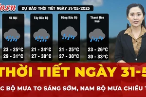 Dự báo thời tiết ngày 31-5: Bắc Bộ tiếp diễn mưa to vào sáng sớm, Nam Bộ mưa về chiều tối