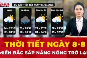 Dự báo thời tiết ngày 8-8: Nắng nóng sắp trở lại miền Bắc, Hà Nội cao nhất 34 độ