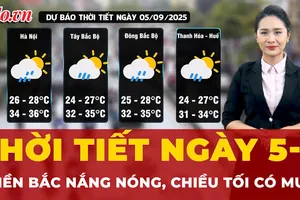 Dự báo thời tiết ngày 5-9: Miền Bắc nắng nóng, chiều tối có mưa 