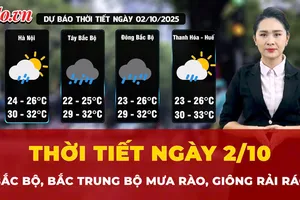 Dự báo thời tiết ngày 2-10: Bắc Bộ, Bắc Trung Bộ có mưa rào, giông rải rác 