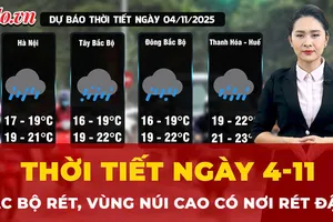 Dự báo thời tiết ngày 4-11: Bắc Bộ rét, vùng núi cao có nơi rét đậm và mưa rải rác
