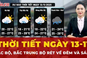Dự báo thời tiết ngày 13-11: Bắc Bộ và Bắc Trung Bộ rét về đêm và sáng, ngày nắng