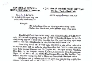 Tổ chức cách ly người nhập cảnh từ những vùng có dịch 