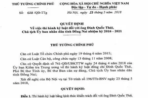 Chủ tịch UBND Đồng Nai bị kỷ luật khiển trách 