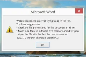 Cách khôi phục những file Word bị hư hỏng