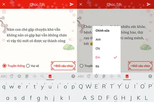 Cách gửi tin nhắn chúc Tết bằng Laban Key