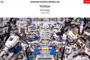Hãng xe điện VinFast lọt top 100 công ty có tầm ảnh hưởng nhất thế giới năm 2024 