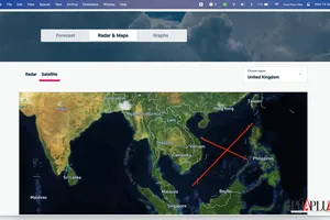 Ứng dụng thời tiết Weather Pro có chứa bản đồ đường lưỡi bò phi pháp
