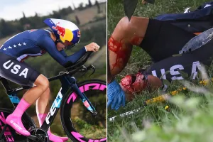 Clip: Tai nạn té vực, nữ tay đua vỡ đầu gối