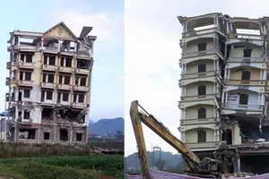Clip: Phá dỡ tòa nhà 7 tầng của Tàng KeangNam