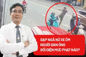 Người đạp ngã nữ xe ôm trên đường đối diện hình phạt nào?