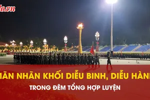 Ngắm nhìn các khối diễu binh, diễu hành trong tối tổng hợp luyện 