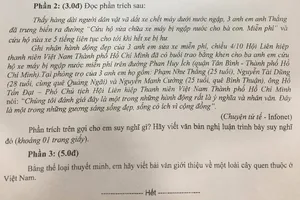 '3 anh em sửa xe miễn phí ở Sài Gòn' vào đề thi ngữ văn