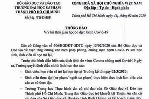 Sinh viên sư phạm TP.HCM nghỉ học thêm 2 tuần vì dịch COVID-19