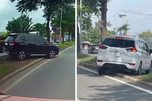 TP.HCM: Nhiều ô tô leo dải phân cách trên đường Nguyễn Văn Linh để né kẹt xe