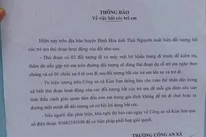 Trưởng công an xã ra thông báo 'bắt cóc' gây hoang mang