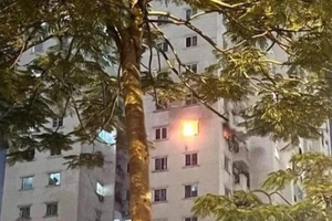 Cảnh sát cứu thoát 12 người trong đám cháy tại chung cư ở Hà Nội