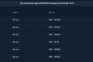 Nhiều biển số xe đẹp chỉ trúng đấu giá bằng ngưỡng tiền đặt cọc
