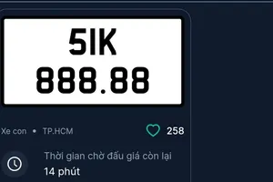 Biển số siêu đẹp 51K-888.88 lại được trả giá bất ngờ