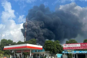 Hà Nội: Cháy kho chứa xốp của một công ty, khói đen bốc cao hàng chục mét