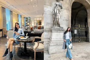 Lương Thùy Linh thả dáng trên đường phố tại Pháp 