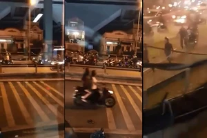 Hai nhóm giang hồ hẹn nhau hỗn chiến trên cầu Nhị Thiên Đường