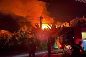 Cháy nhà lúc rạng sáng, người bên trong bung cửa thoát thân