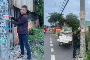 Công an bắt quả tang nhóm người dán quảng cáo lắp wifi dạo