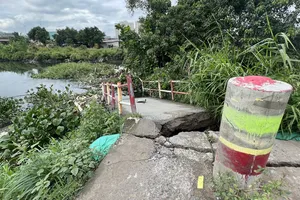 TP.HCM: Cây xanh, rác trôi theo dòng nước mắc kẹt gây gãy cầu 