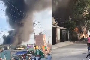 Kho xưởng sản xuất đồ mỹ thuật ở quận 12 bốc cháy dữ dội