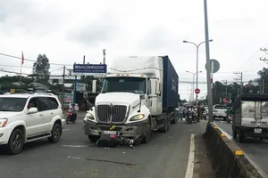 Sang đường ngược chiều, 1 phụ nữ bị container tông trực diện