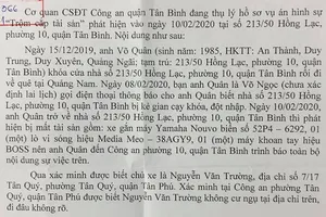 Công an Tân Bình tìm chủ xe bị mất trộm