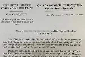 Truy tìm người điều khiển mô tô rời hiện trường sau tai nạn tại TP.HCM
