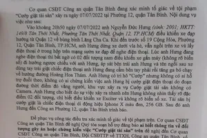 TP.HCM: Công an Tân Bình tìm nhân chứng vụ cướp giật tài sản