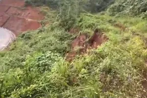 Xuất hiện vệt nứt núi dài 45 m trên Quốc lộ 24 nối đông tây Quảng Ngãi